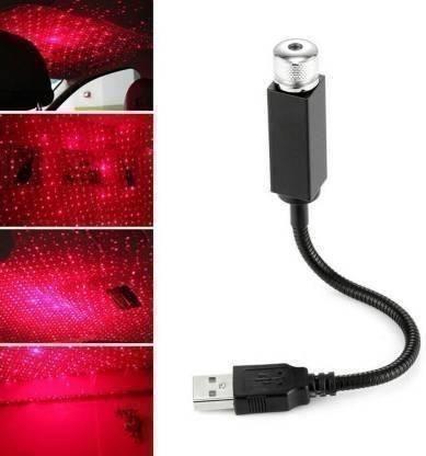 Star  Lamp USB Car Star Ceiling Light Sky Projection Lamp Romantic Night Lights Car Fancy Lights (Red)