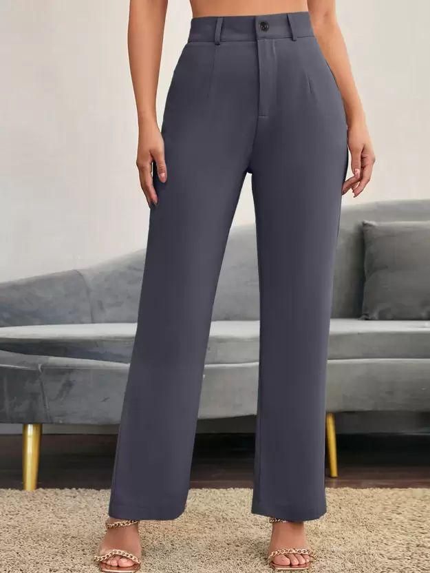 Women's Lycra Solid Trousers (Grey & Black)(Buy 1 & Get 1 Free)